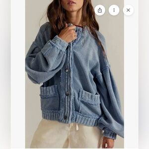 Free People Cute In This Cardi in Dusty Blue